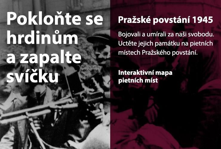 obrázek: Interaktivní mapa připomíná pietní místa spojená s?Pražským povstáním v?květnu roku 1945