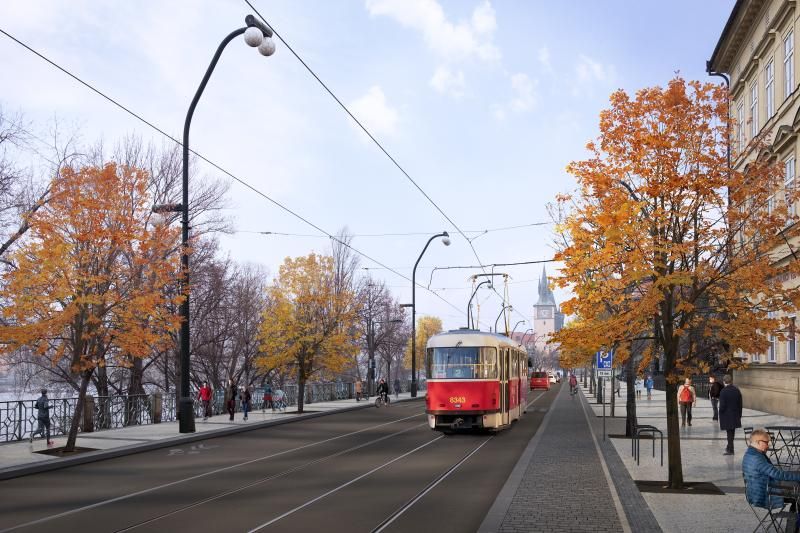 obrázek: Nové zastávky a široká pěší promenáda lemovaná stromy. Začala největší proměna centra Prahy za poslední desítky let