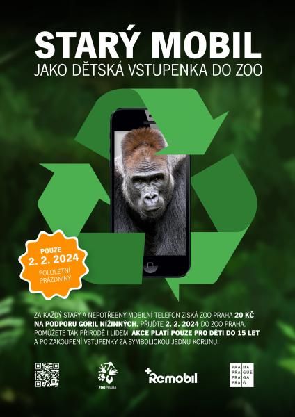 obrázek: Pololetní prázdniny v Praze: Starý mobil jako dětská vstupenka do zoo pomůže i gorilám