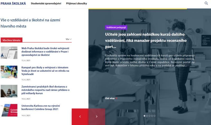 obrázek: Web Praha školská bude přinášet informace o vzdělávání v Praze i zpravodajství ze školství