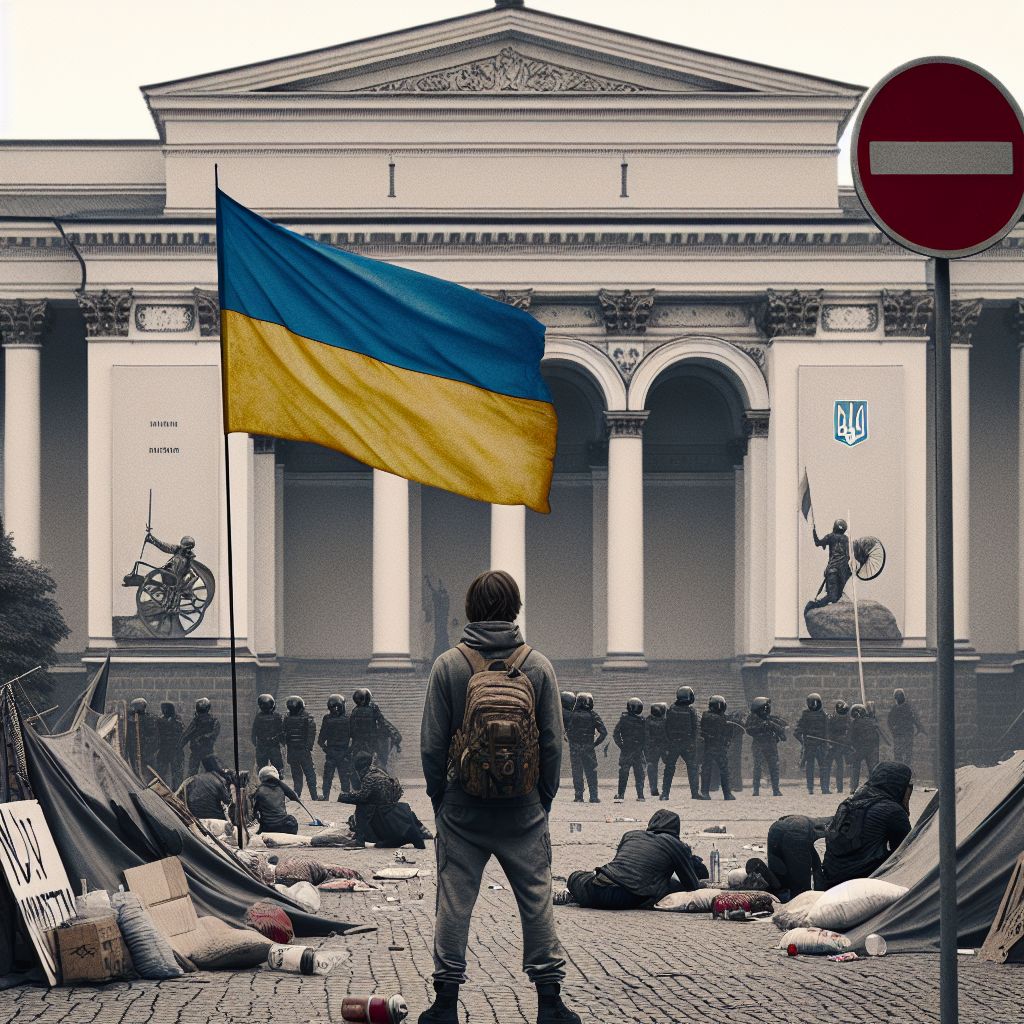 obrázek: Aktivista vyzývající ke stržení ukrajinské vlajky znovu před soudem za narušení zákazu pobytu v Praze