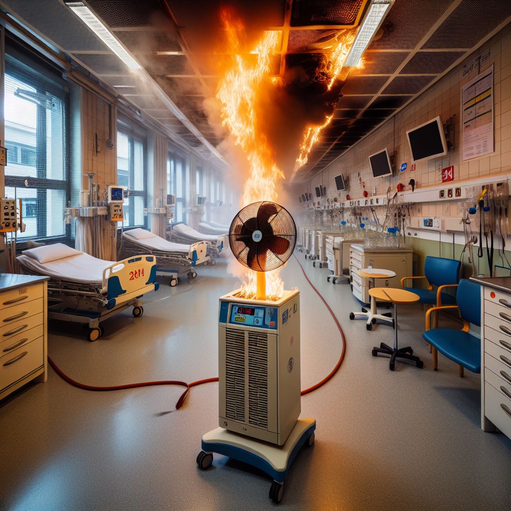 Požár ventilátoru v nemocnici Bulovka