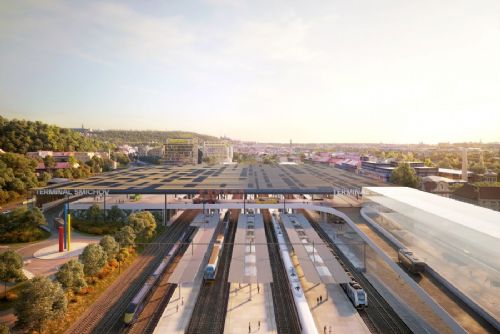 obrázek:Terminál na Smíchově postaví sdružení vedené SMP Construction za 6,2 miliardy. Autobusy budou nad kolejemi