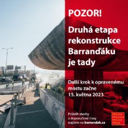 V pondělí 15. května odstartuje II. etapa rekonstrukce Barrandovského mostu, částečná omezení budou již o víkendu