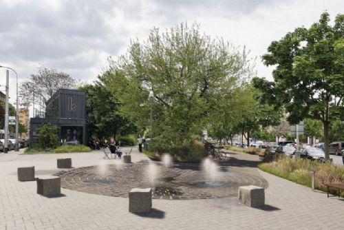 obrázek:Ortenovo náměstí v Holešovicích čeká proměna. Park se rozšíří, přibudou nové vodní trysky