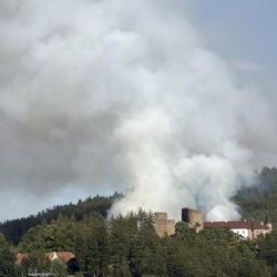 O víkendu bojovali hasiči s požárem u Velhartic. Oheň zasáhl pět hektarů