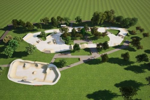 obrázek:Milovice dokončily nový skatepark za 21 milionů korun. Veřejnosti se otevře po technologickém dozrání betonu
