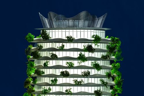 obrázek:Projekt rozvlněné věže Evy Jiřičné - 80m, školka, 1000 bytů