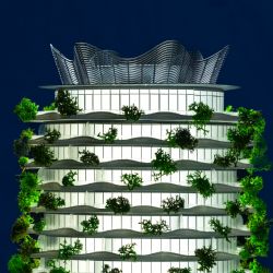 Projekt rozvlněné věže Evy Jiřičné - 80m, školka, 1000 bytů
